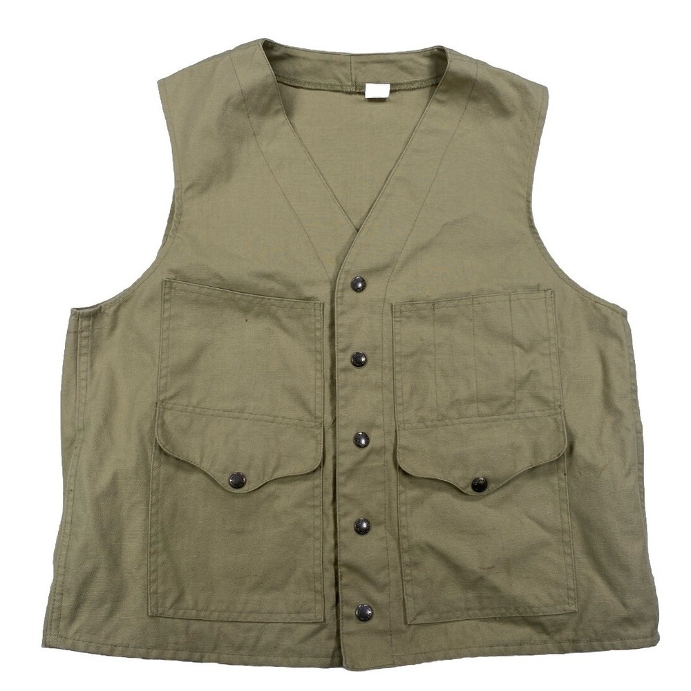 Vintage C.C. Filson Canvas Vest Button Up USA Size 42 Hunting Fishing (Stains)